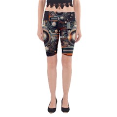 Illustrations Technology Robot Internet Processor Yoga Cropped Leggings by Cowasu