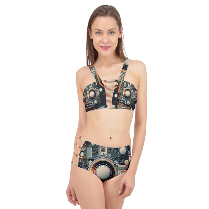 Illustrations Technology Robot Internet Processor Cage Up Bikini Set