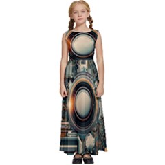 Illustrations Technology Robot Internet Processor Kids  Satin Sleeveless Maxi Dress by Cowasu