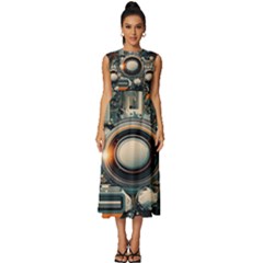 Illustrations Technology Robot Internet Processor Sleeveless Round Neck Midi Dress by Cowasu