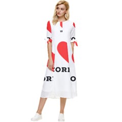 I Love Pecorino  Bow Sleeve Chiffon Midi Dress by ilovewhateva