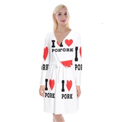 I Love Pork  Long Sleeve Velvet Front Wrap Dress by ilovewhateva