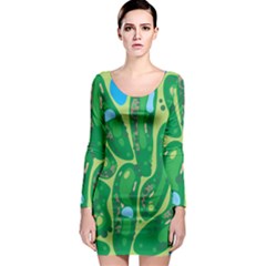 Golf Course Par Golf Course Green Long Sleeve Bodycon Dress