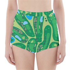 Golf Course Par Golf Course Green High-Waisted Bikini Bottoms