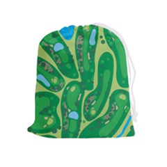 Golf Course Par Golf Course Green Drawstring Pouch (XL)