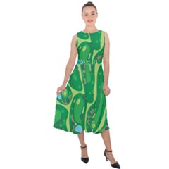 Golf Course Par Golf Course Green Midi Tie-Back Chiffon Dress