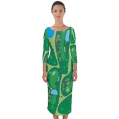 Golf Course Par Golf Course Green Quarter Sleeve Midi Bodycon Dress