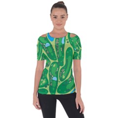 Golf Course Par Golf Course Green Shoulder Cut Out Short Sleeve Top