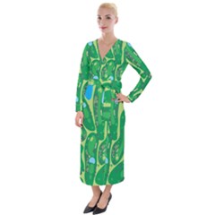 Golf Course Par Golf Course Green Velvet Maxi Wrap Dress