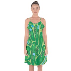 Golf Course Par Golf Course Green Ruffle Detail Chiffon Dress