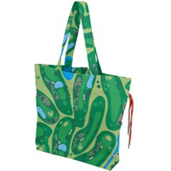 Golf Course Par Golf Course Green Drawstring Tote Bag by Cowasu