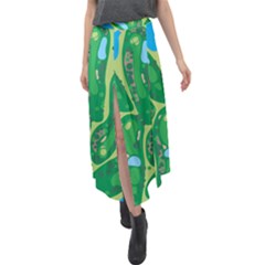 Golf Course Par Golf Course Green Velour Split Maxi Skirt