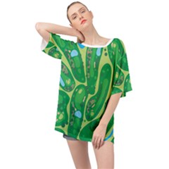 Golf Course Par Golf Course Green Oversized Chiffon Top