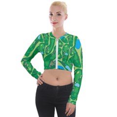 Golf Course Par Golf Course Green Long Sleeve Cropped Velvet Jacket