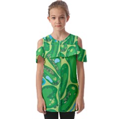 Golf Course Par Golf Course Green Fold Over Open Sleeve Top