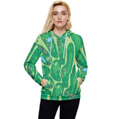 Golf Course Par Golf Course Green Women s Lightweight Drawstring Hoodie