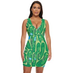 Golf Course Par Golf Course Green Draped Bodycon Dress