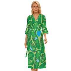 Golf Course Par Golf Course Green Midsummer Wrap Dress