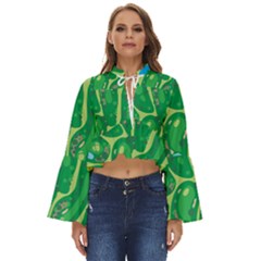 Golf Course Par Golf Course Green Boho Long Bell Sleeve Top