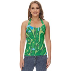 Golf Course Par Golf Course Green Basic Halter Top by Cowasu