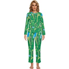 Golf Course Par Golf Course Green Womens  Long Sleeve Lightweight Pajamas Set