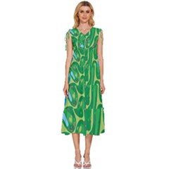 Golf Course Par Golf Course Green V-neck Drawstring Shoulder Sleeveless Maxi Dress