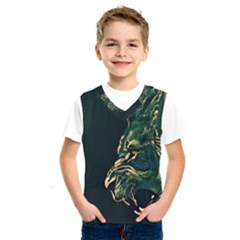 Angry Male Lion Kids  Basketball Tank Top by Cowasu