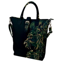 Angry Male Lion Buckle Top Tote Bag by Cowasu