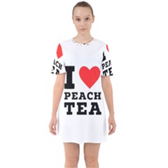 I Love Peach Tea Sixties Short Sleeve Mini Dress by ilovewhateva