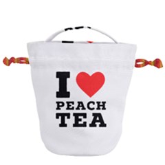 I Love Peach Tea Drawstring Bucket Bag by ilovewhateva