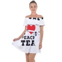 I love peach tea Off Shoulder Velour Dress View1