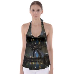 New York Night Central Park Skyscrapers Skyline Babydoll Tankini Top by Cowasu