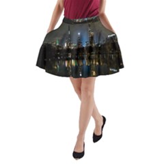 New York Night Central Park Skyscrapers Skyline A-line Pocket Skirt by Cowasu
