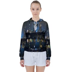 New York Night Central Park Skyscrapers Skyline Women s Tie Up Sweat by Cowasu