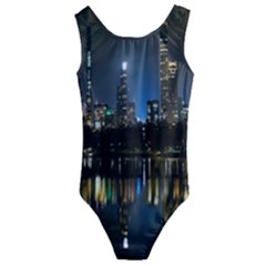 New York Night Central Park Skyscrapers Skyline Kids  Cut-out Back One Piece Swimsuit by Cowasu