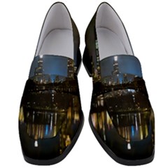 New York Night Central Park Skyscrapers Skyline Women s Chunky Heel Loafers