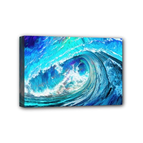 Tsunami Waves Ocean Sea Nautical Nature Water Painting Mini Canvas 6  x 4  (Stretched)