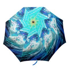 Tsunami Waves Ocean Sea Nautical Nature Water Painting Folding Umbrellas