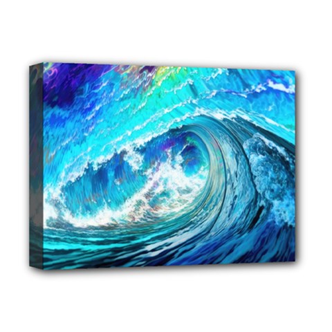 Tsunami Waves Ocean Sea Nautical Nature Water Painting Deluxe Canvas 16  x 12  (Stretched) 