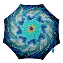 Tsunami Waves Ocean Sea Nautical Nature Water Painting Hook Handle Umbrellas (Medium)