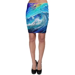 Tsunami Waves Ocean Sea Nautical Nature Water Painting Bodycon Skirt