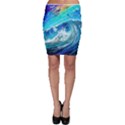 Tsunami Waves Ocean Sea Nautical Nature Water Painting Bodycon Skirt View1