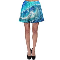 Tsunami Waves Ocean Sea Nautical Nature Water Painting Skater Skirt