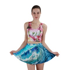 Tsunami Waves Ocean Sea Nautical Nature Water Painting Mini Skirt