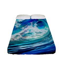 Tsunami Waves Ocean Sea Nautical Nature Water Painting Fitted Sheet (Full/ Double Size)