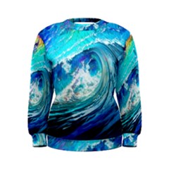 Tsunami Waves Ocean Sea Nautical Nature Water Painting Women s Sweatshirt