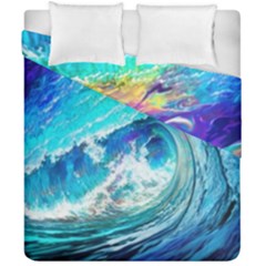 Tsunami Waves Ocean Sea Nautical Nature Water Painting Duvet Cover Double Side (California King Size)
