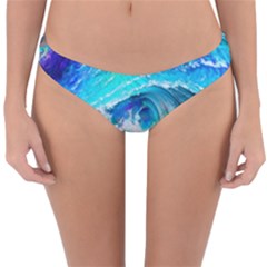 Tsunami Waves Ocean Sea Nautical Nature Water Painting Reversible Hipster Bikini Bottoms