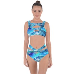 Tsunami Waves Ocean Sea Nautical Nature Water Painting Bandaged Up Bikini Set 