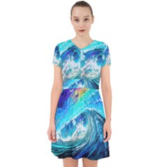 Tsunami Waves Ocean Sea Nautical Nature Water Painting Adorable in Chiffon Dress